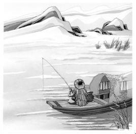 秋江独自钓鱼画的诗意味。