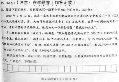 2013年高考满分作文上海试卷