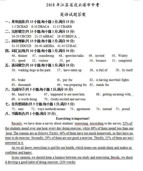 2018江苏省连云港市高中入学考试全场作文：我正在书中寻找亲戚（2）