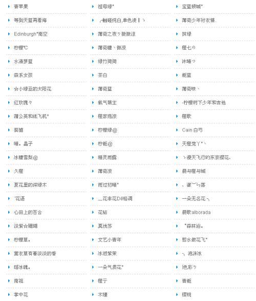 qq名字大全女生 0