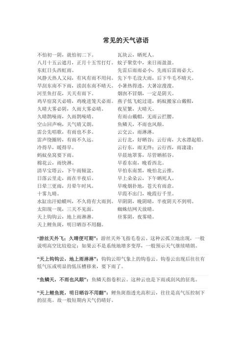 关于天气的英语谚语