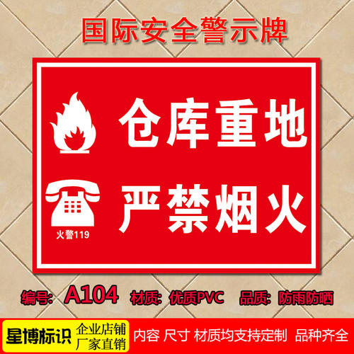 安全警告标志口号防火仓库