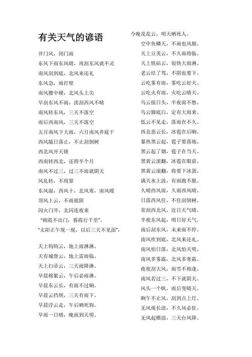 天气预报谚语