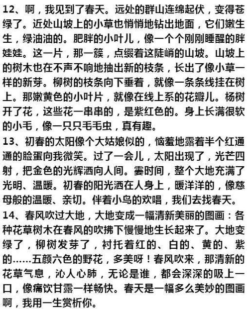很好的单词和句子来描述春季郊游