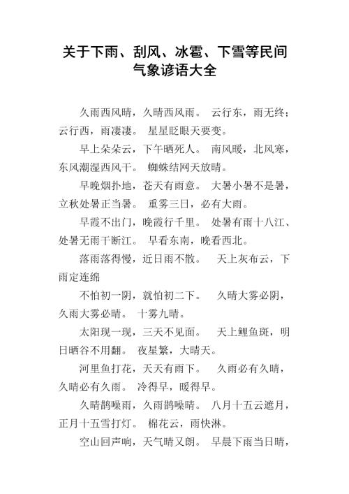 天气谚语是什么