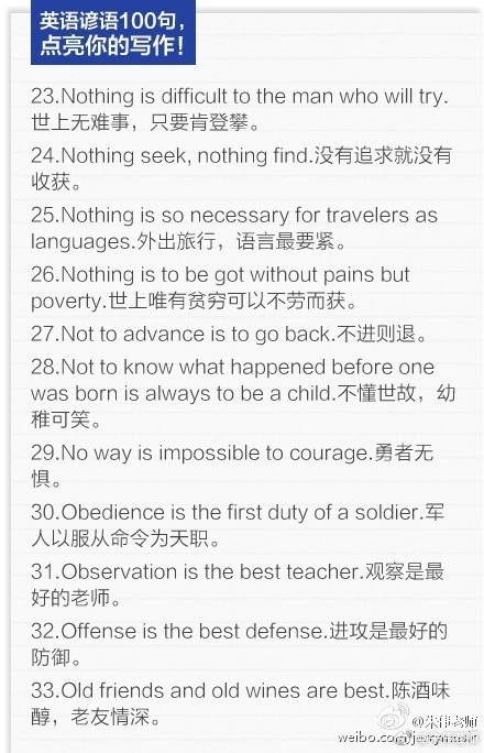 英语写作中的常见谚语