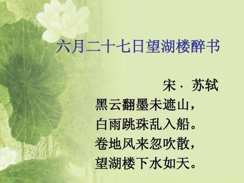 苏Shi:6月27日在望湖楼的醉书