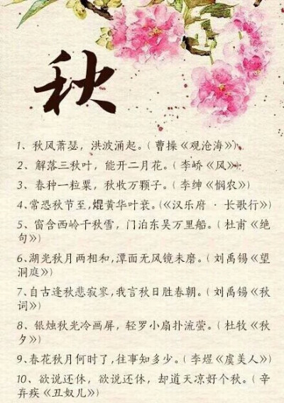 古诗中的风,花,雪,月