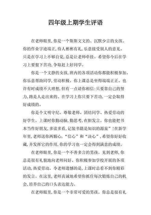 四年级学生的评论