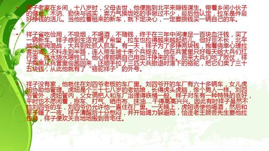 祥子骆驼的亮点