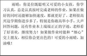 初中第一学期末班主任的评论