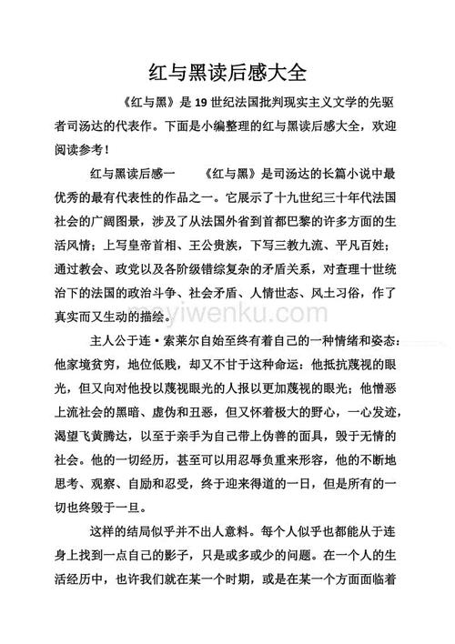 红与黑英语读后感