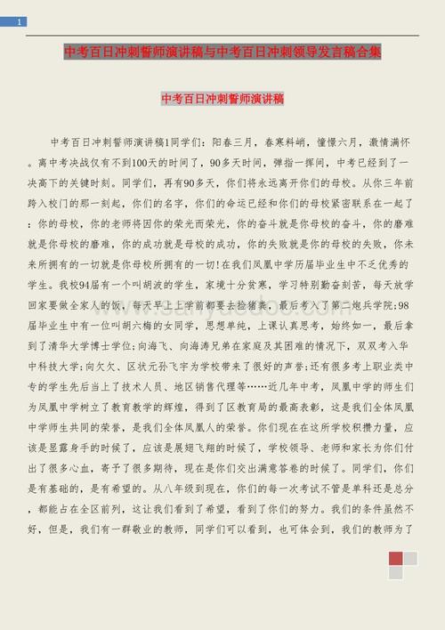 2011年高中入学考试100天冲刺宣誓大会主席致辞