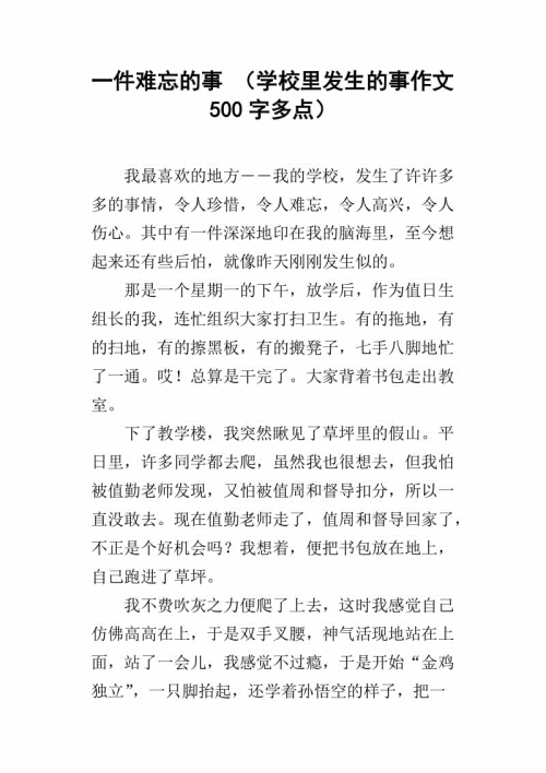 难忘的事件800字