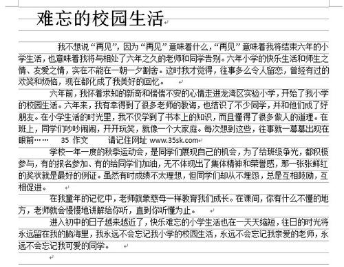 难忘的小学生活作文350字