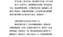 新学期新打算500字