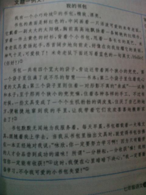 我的书包组成500字