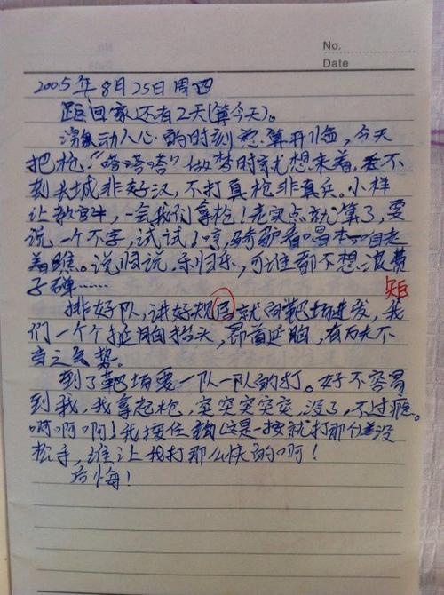 初中军事训练日记600字