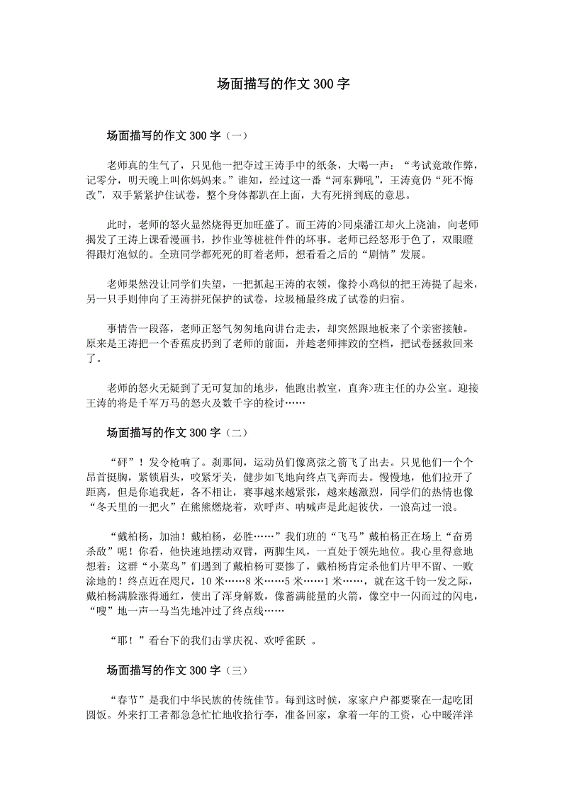 用300个字描述老师的作文