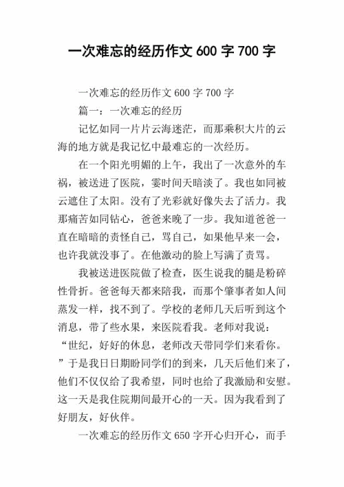 难忘的经历600字