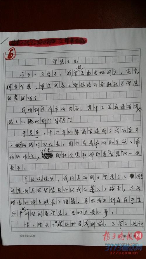 2015年高考满分作文山东试卷：向孩子致敬