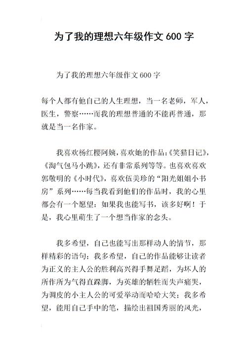 600字为我的梦想