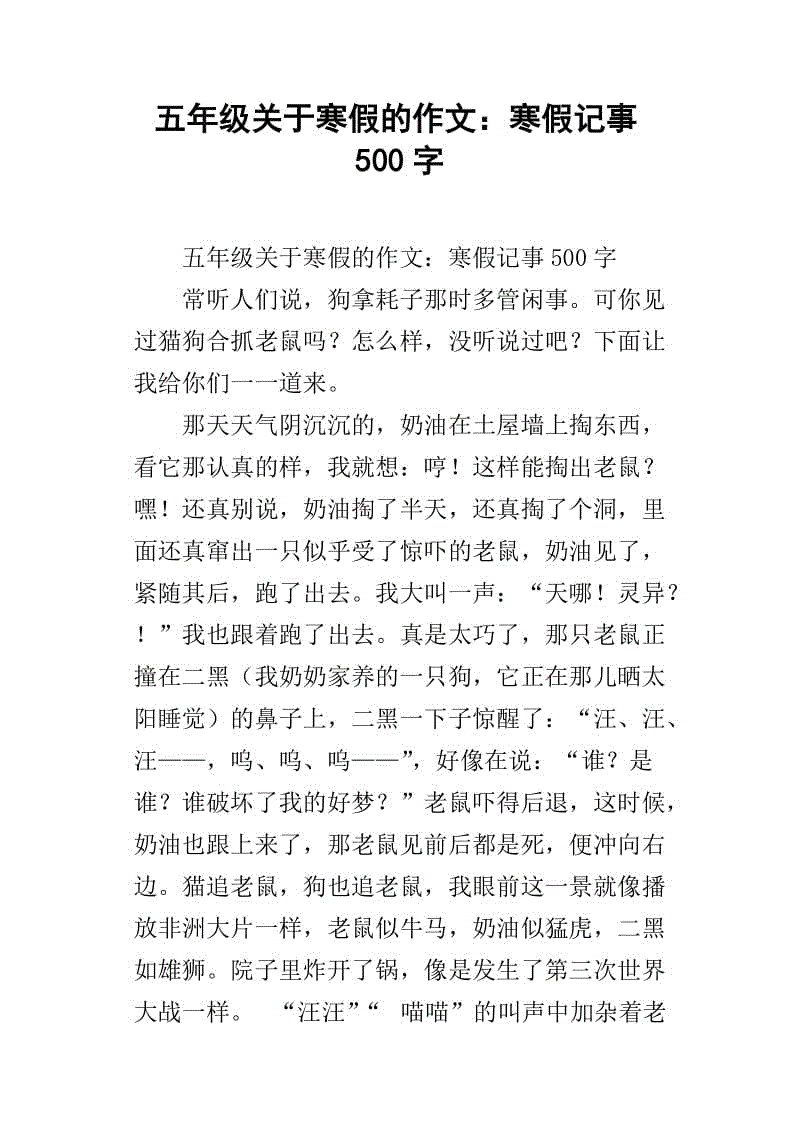 寒假回忆录作文300字