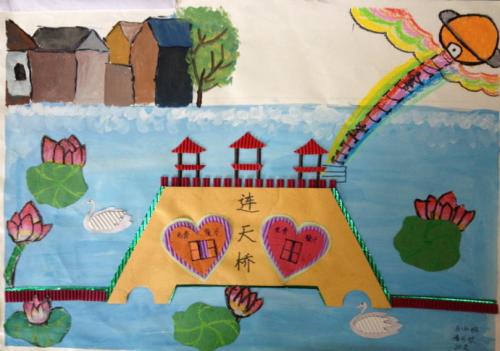 小学生组成通往未来的桥梁