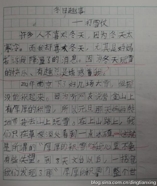 小学作文打雪仗