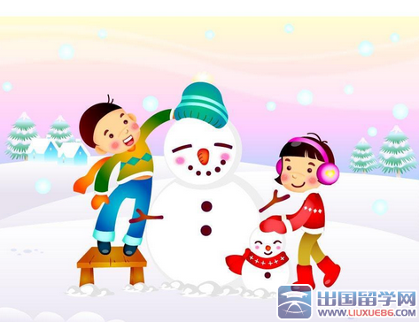 打雪仗和雪人组成