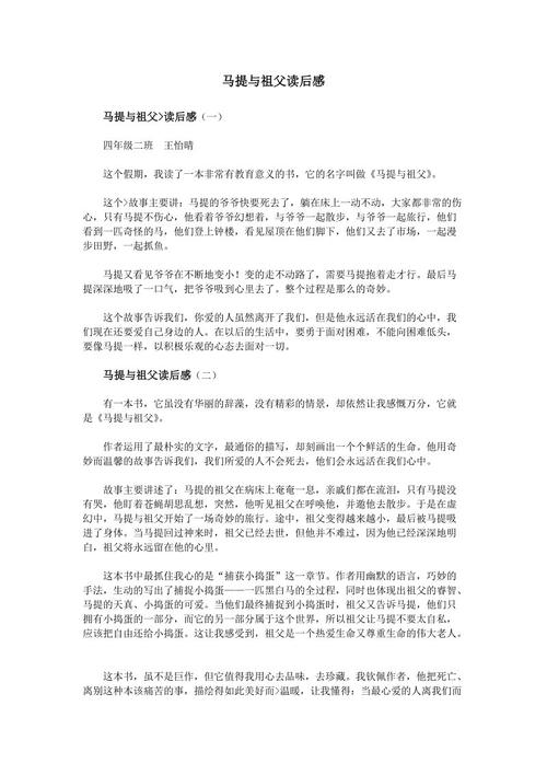 马蒂和祖父读后的思想