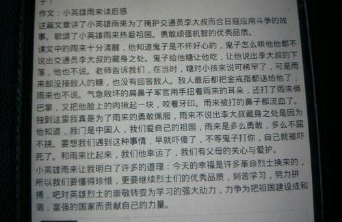 小英雄于来的400字缩写